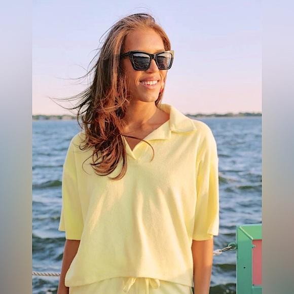 C&C California Yellow Terry Cloth Top size Small - Picture 3 of 12